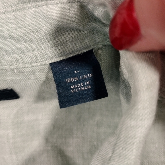 Perry Ellis linen button front short sleeve shirt - Picture 8 of 9